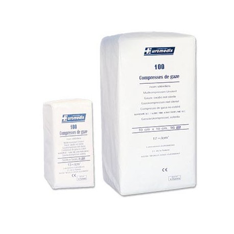 100 compresses de gaze 15 x 20 cm - Euromedis