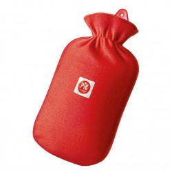 Bouillotte caoutchouc avec housse polaire Rouge