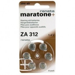 Pile auditive 312AE 1,4V 165mAh par 6 RENATA