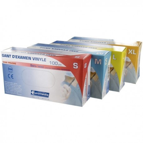 Gant d'examen vinyle non poudré 100 pcs - Euromedis