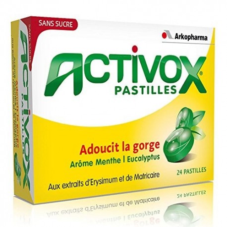 Arkopharma Activox Voies Respiratoires Arôme Menthe Eucalyptus sans Sucre 24 Pastilles