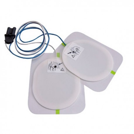 Electrodes adulte avec connecteur pour défibrillateur saver one