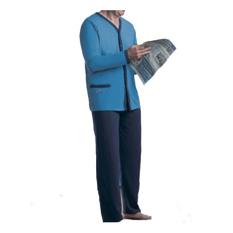 Pyjama homme traité anti-microbien homme ouverture devant - LEMAHIEU
